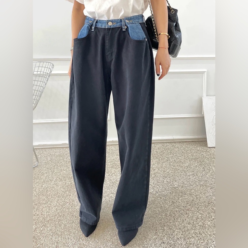 The Frankie Shop - Hayla Contrast Denim Pants - Black